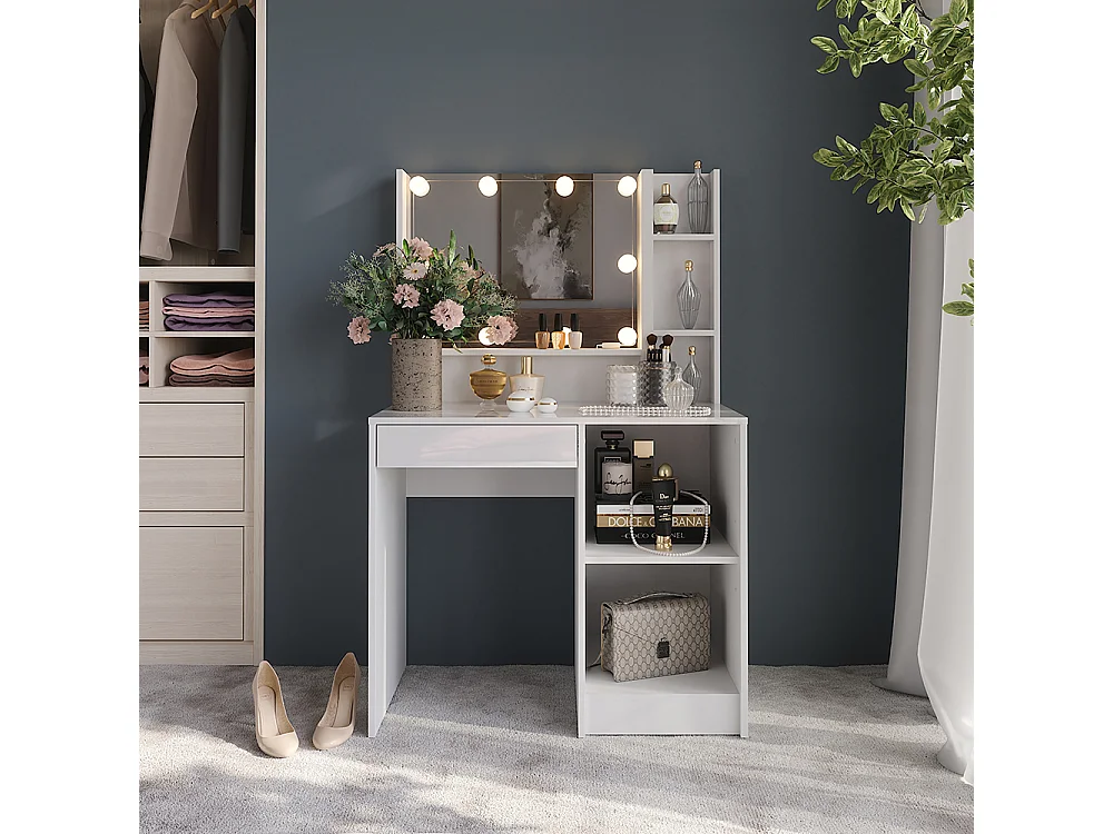 Kaptafel met licht wit/wit hoogglans 89.8x50.1x76 sherry