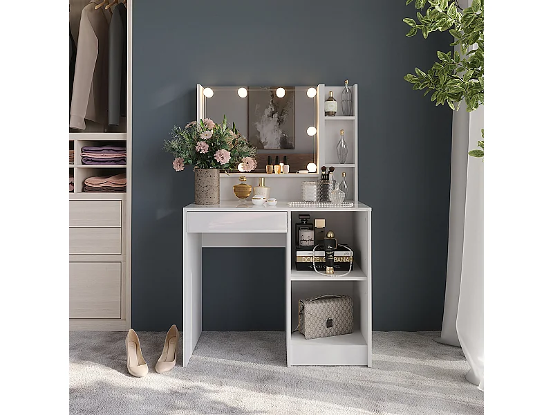 Kaptafel met licht wit/wit hoogglans 89.8x50.1x76 sherry