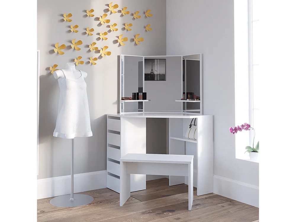 Coiffeuse blanc 110x54x141.5 arielle