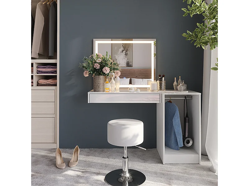 Schminktisch weiß/weiß hochglanz 120x50.1x76 sherry