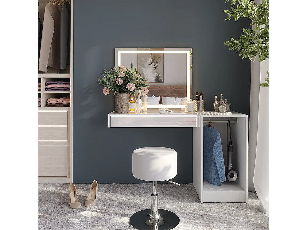 Coiffeuse blanc/blanc brillant 120x50.1x76 sherry