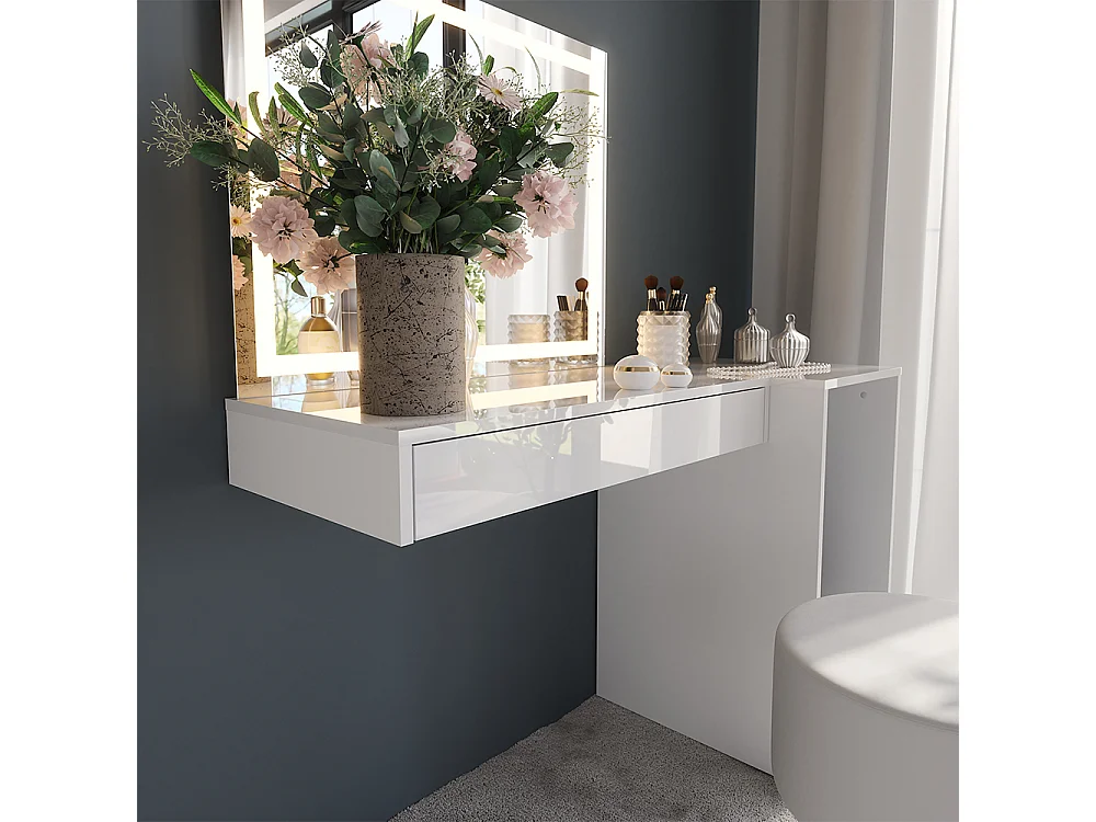 Coiffeuse blanc/blanc brillant 120x50.1x76 sherry