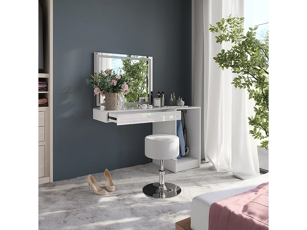 Coiffeuse blanc/blanc brillant 120x50.1x76 sherry