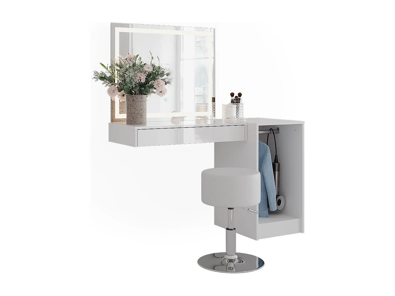 Coiffeuse blanc/blanc brillant 120x50.1x76 sherry