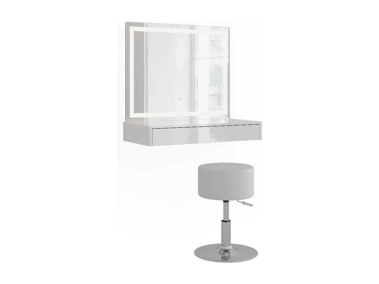 Kaptafel set met kruk wit/wit hoogglans 120x50.1x76 sherry