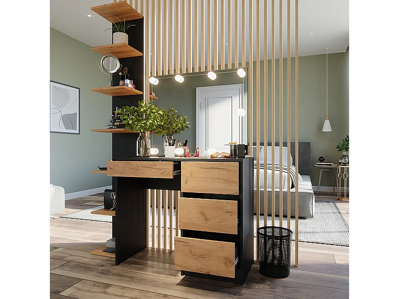 Tocador antracita/roble dorado 90x40x75 sherry