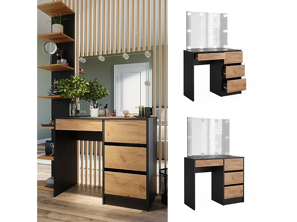 Tocador antracita/roble dorado 90x40x75 sherry