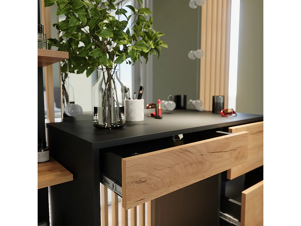 Coiffeuse anthracite/chêne doré 90x40x75 sherry