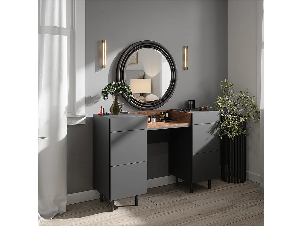 Coiffeuse anthracite 120x40x80 anika