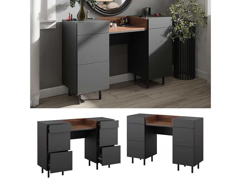 Coiffeuse anthracite 120x40x80 anika