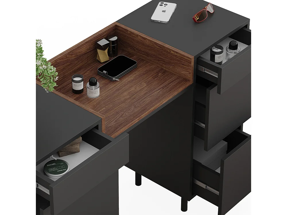 Coiffeuse anthracite 120x40x80 anika