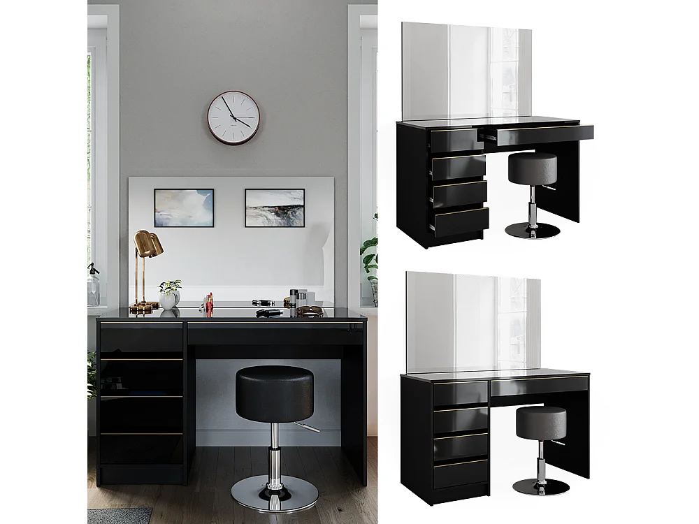 Tocador negro/oro 120x55x75 sherry