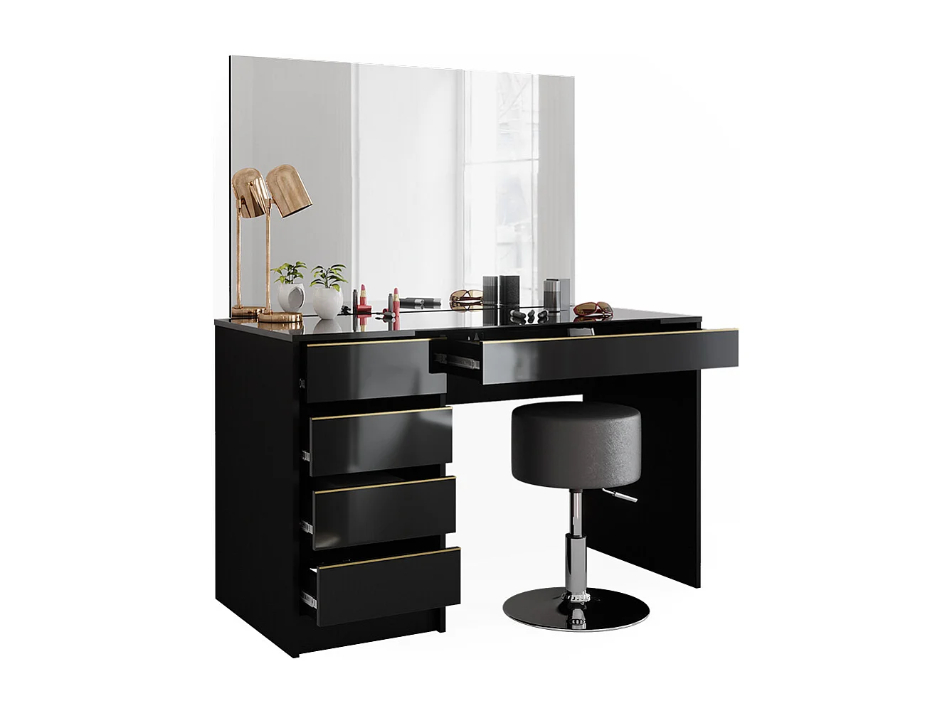 Coiffeuse noir/or 120x55x75 sherry