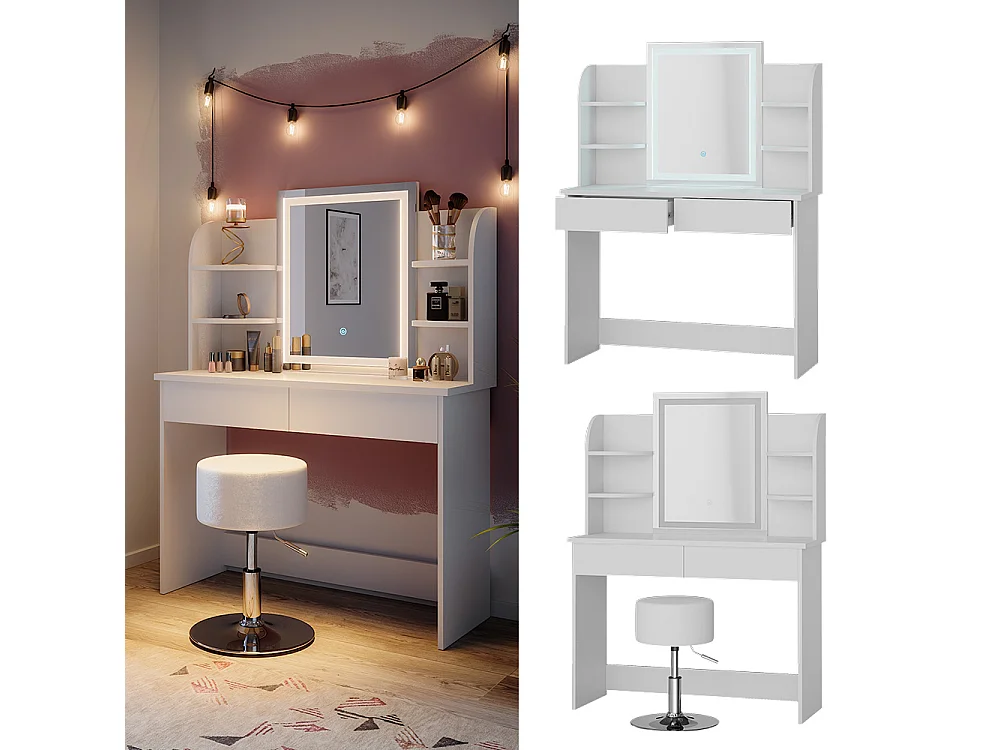 Coiffeuse blanc 106x40x142 charlotte