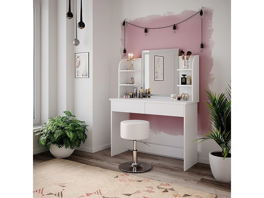 Coiffeuse blanc 106x40x142 charlotte