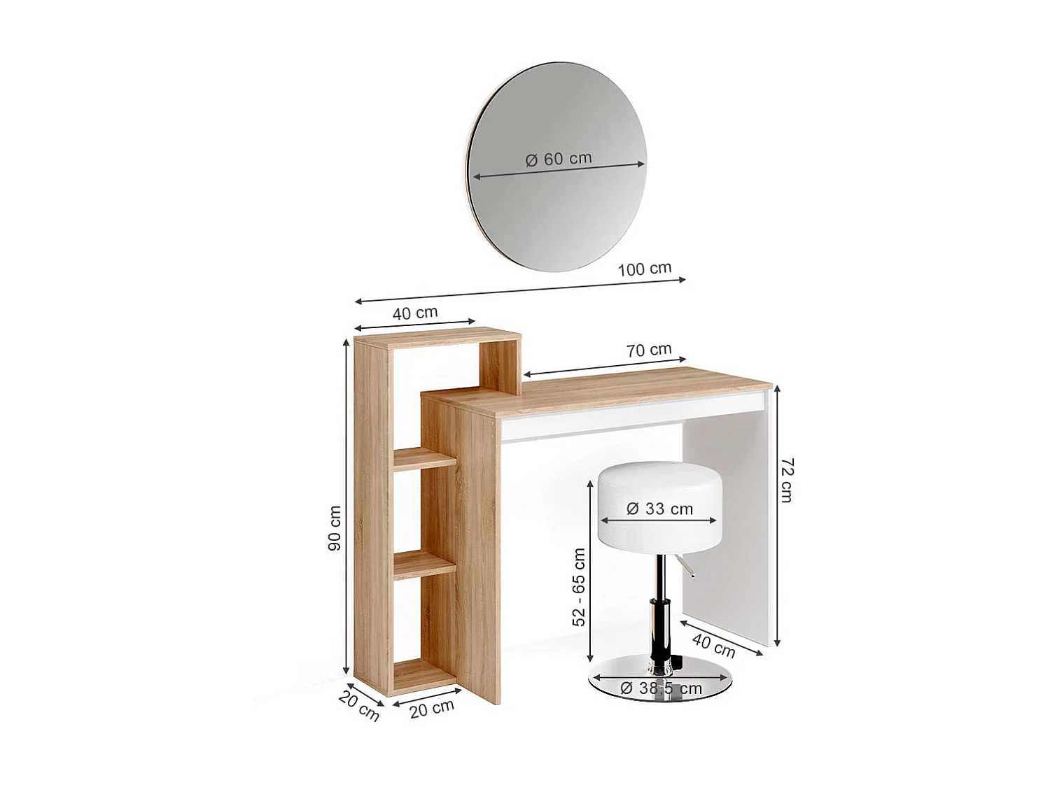 Coiffeuse sonoma 100x40x90 leo