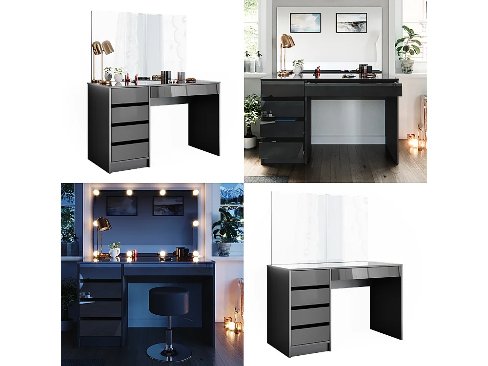 Coiffeuse anthracite 120x55x75 sherry