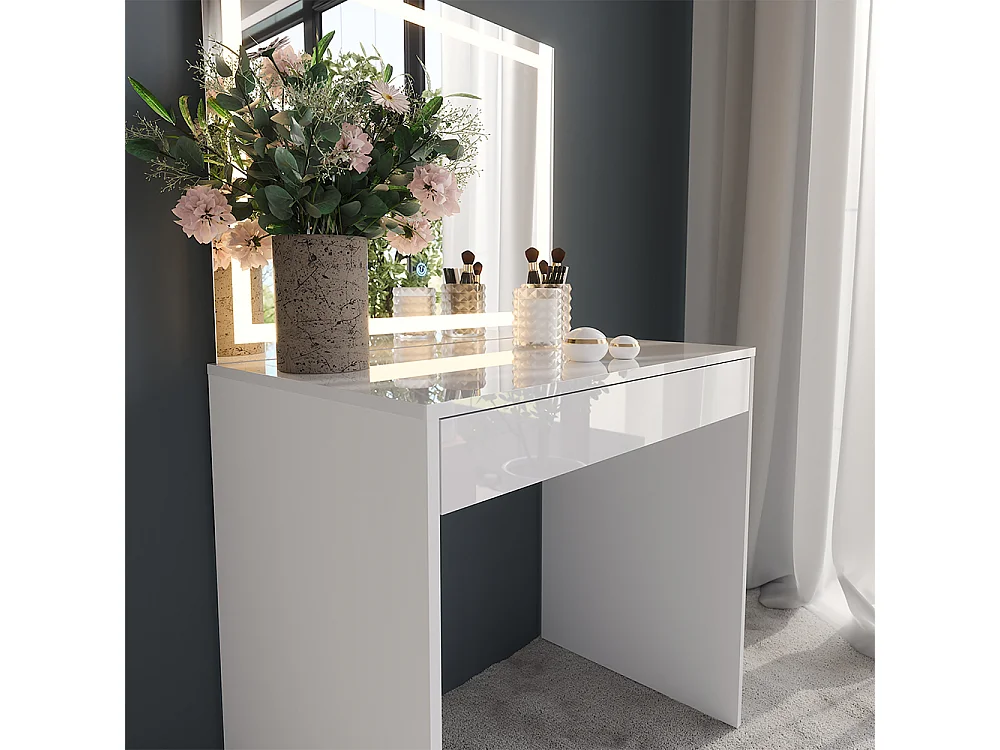 Vanity table white/white high gloss 81.4x50.1x76 sherry