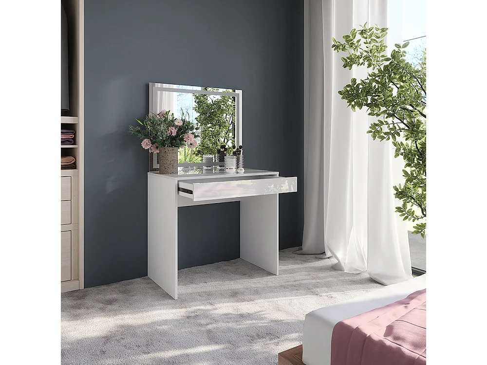 Vanity table white/white high gloss 81.4x50.1x76 sherry