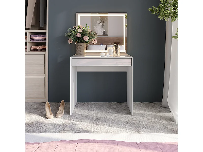 Kaptafel met licht wit/wit hoogglans 81.4x50.1x76 sherry