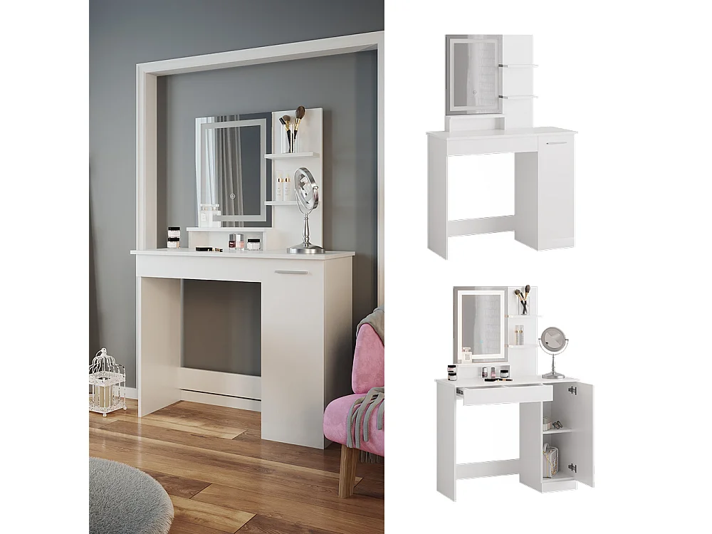 Coiffeuse blanc 90x38x137.5 julia