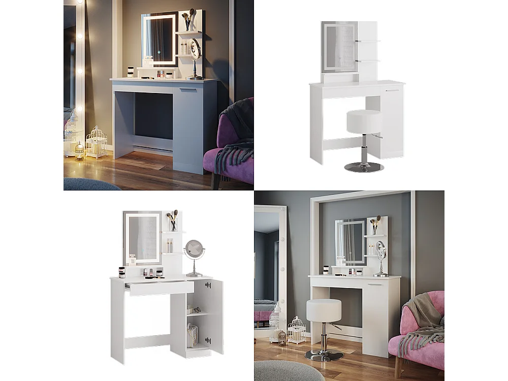 Coiffeuse blanc 90x38x137.5 julia