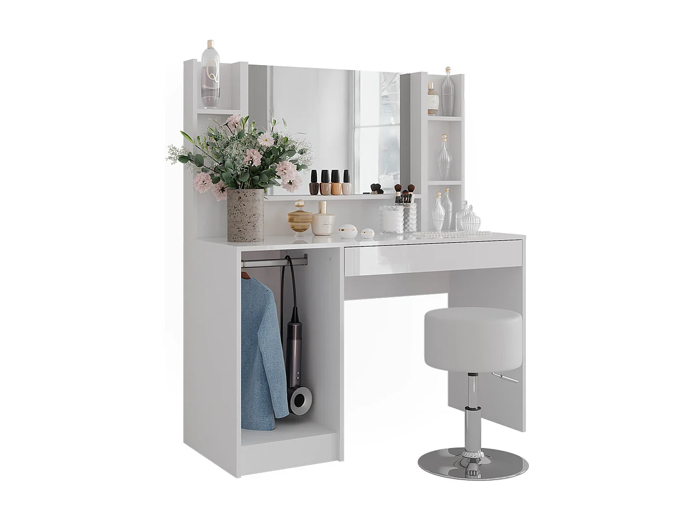 Kaptafel wit/wit hoogglans 119.8x50.1x76 sherry