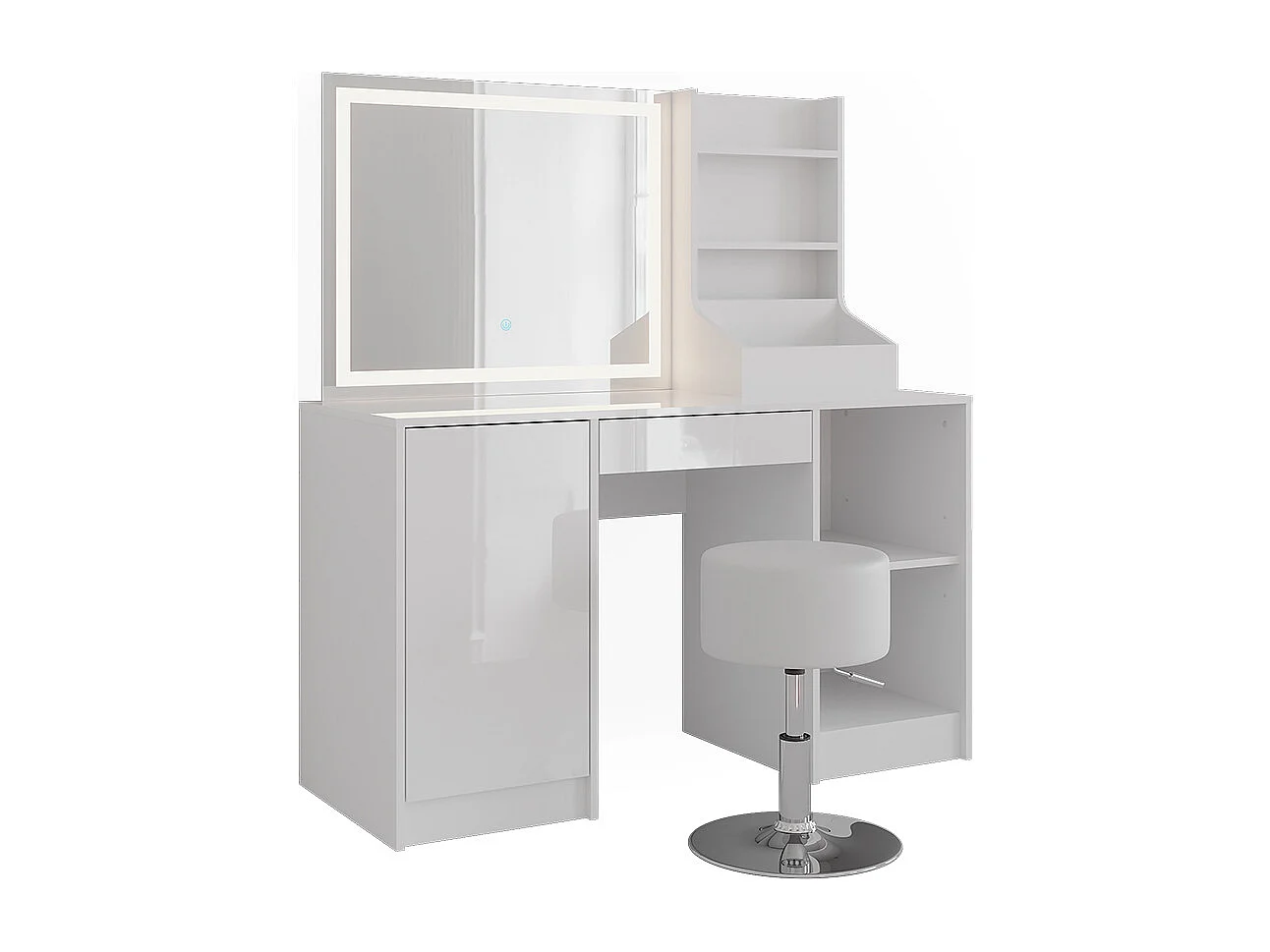 Vanity table white/white high gloss 128.2x50.1x76 sherry