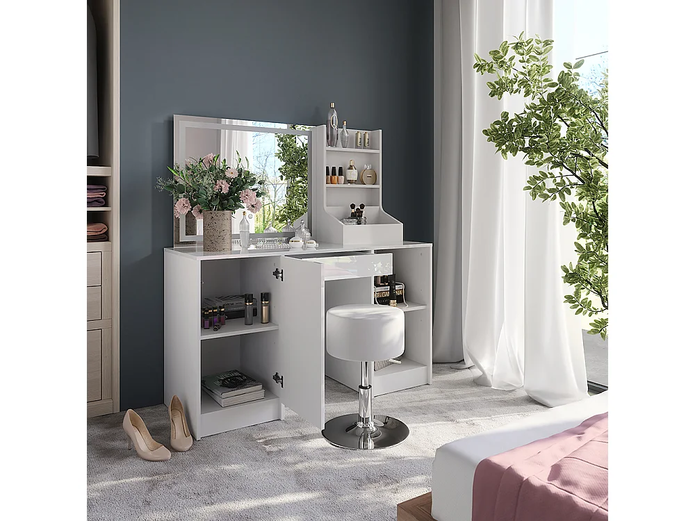 Vanity table white/white high gloss 128.2x50.1x76 sherry