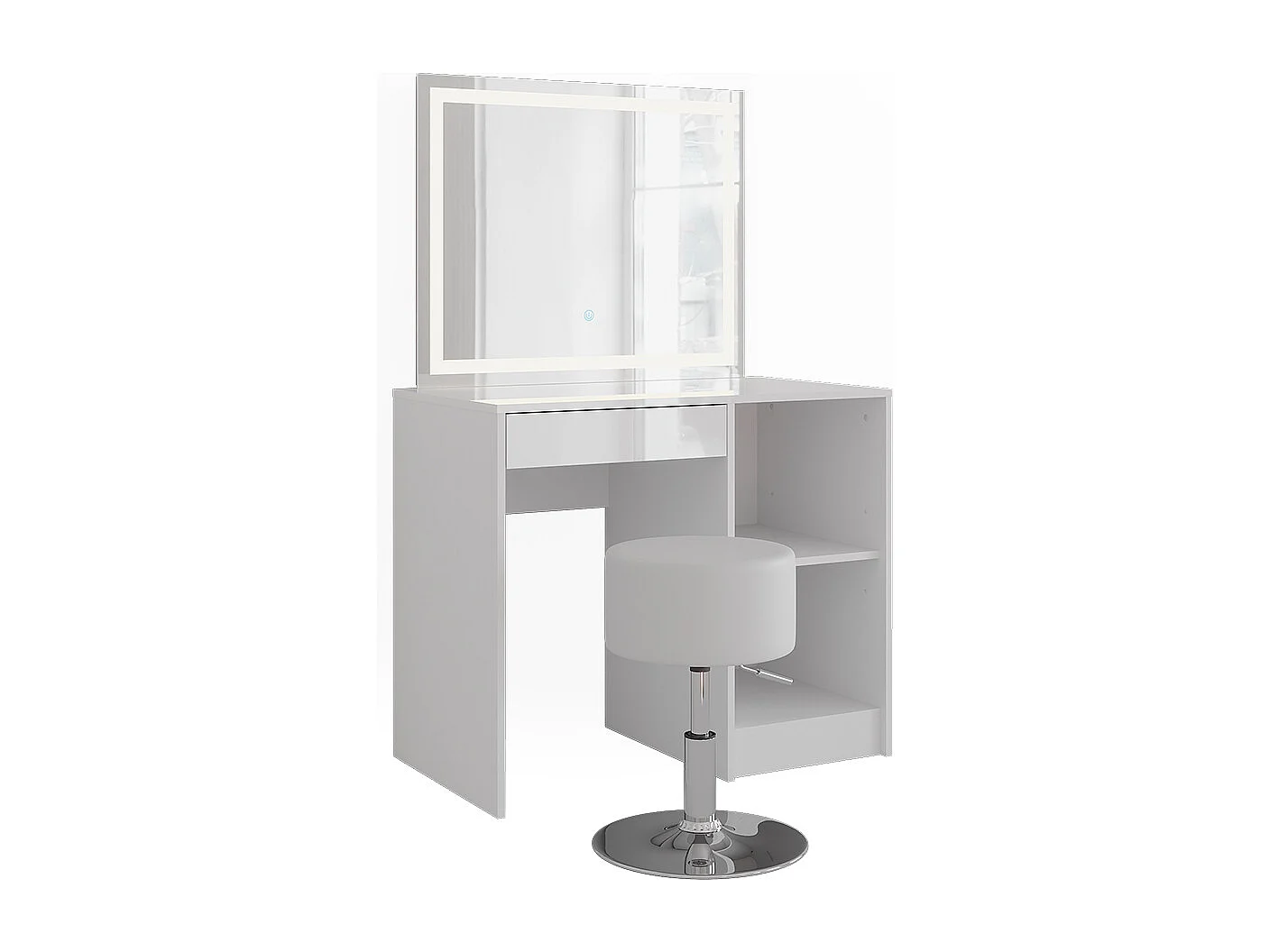 Kaptafel set met kruk wit/wit hoogglans 89.8x50.1x76 sherry