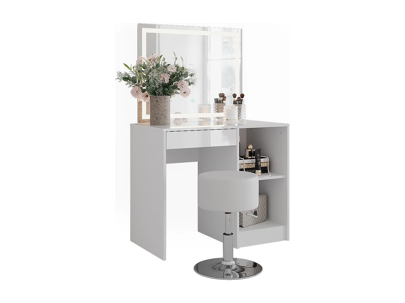 Vanity table white/white high gloss 89.8x50.1x76 sherry