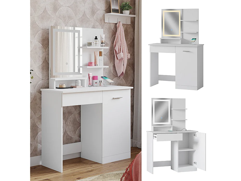 Tocador blanco 90x38x137.5 julia