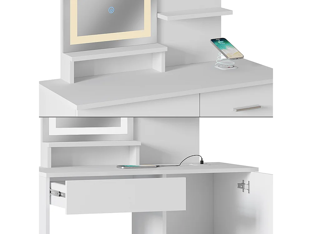 Tocador blanco 90x38x137.5 julia