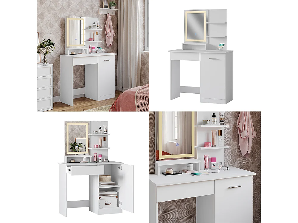 Coiffeuse blanc 90x38x137.5 julia