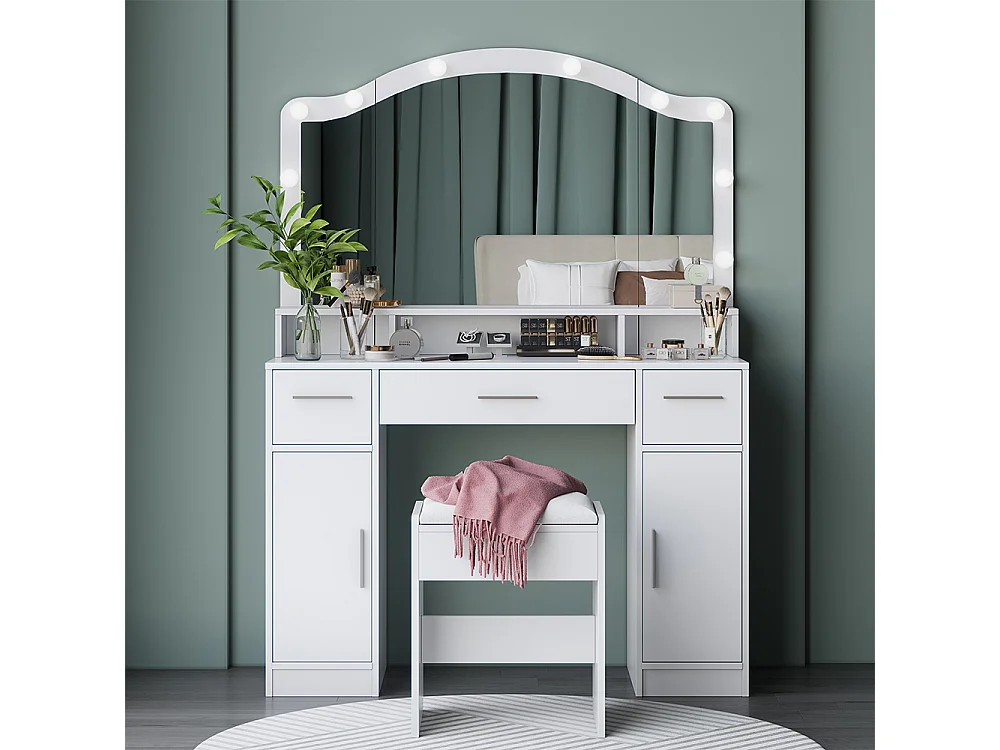 Schminktisch weiß 110x40x150.5 lumira