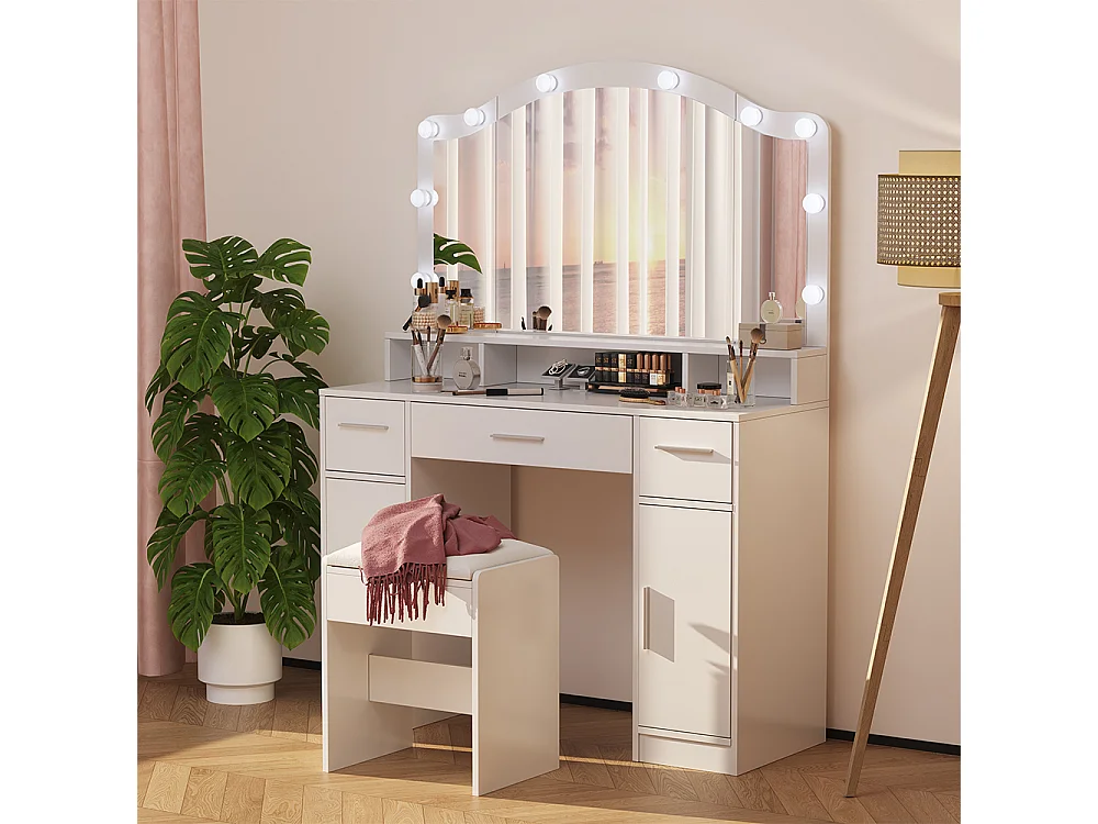 Schminktisch weiß 110x40x150.5 lumira