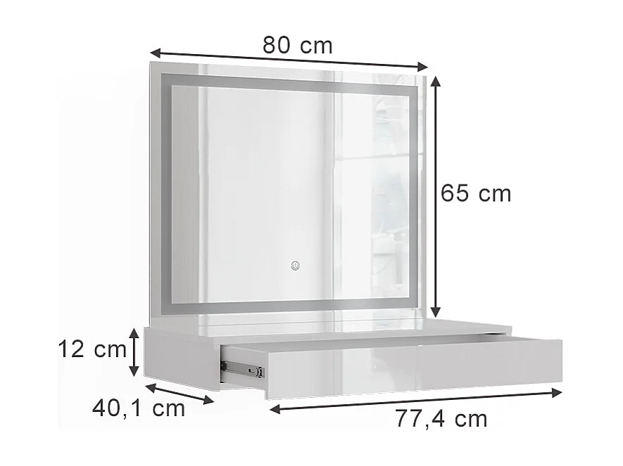 Coiffeuse blanc/blanc brillant 80x50.1x76 sherry