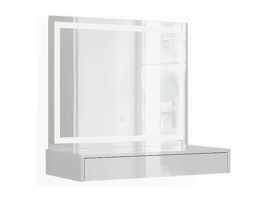 Makeupbord hvid/hvid højglans 80x50.1x76 sherry