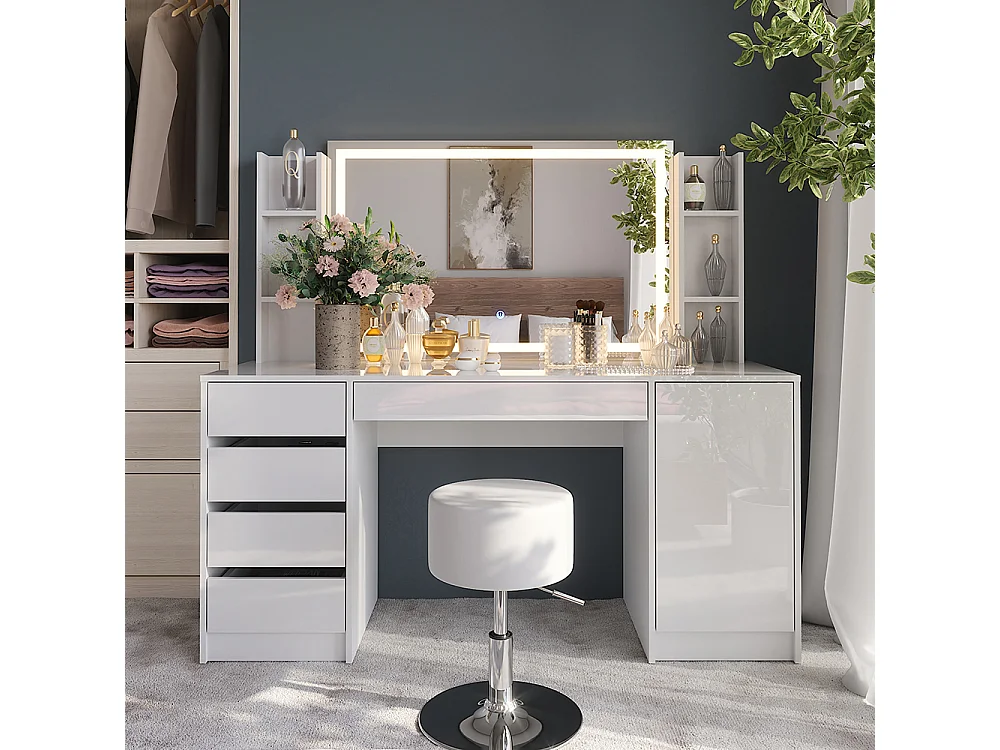 Coiffeuse blanc/blanc brillant 158.2x50.1x76 sherry