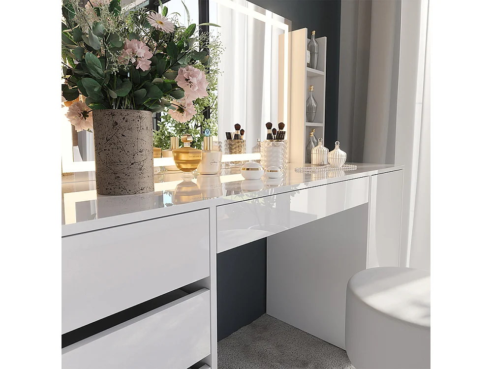 Coiffeuse blanc/blanc brillant 158.2x50.1x76 sherry