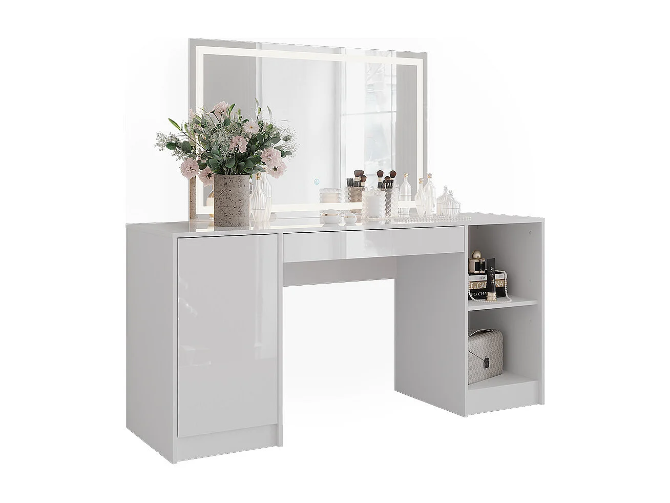 Tocador blanco/blanco alto brillo 158.2x50.1x76 sherry