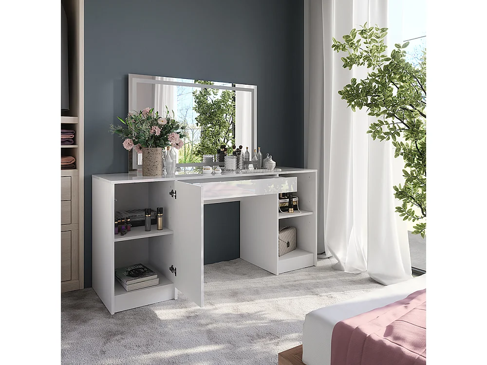 Kaptafel met licht wit/wit hoogglans 158.2x50.1x76 sherry