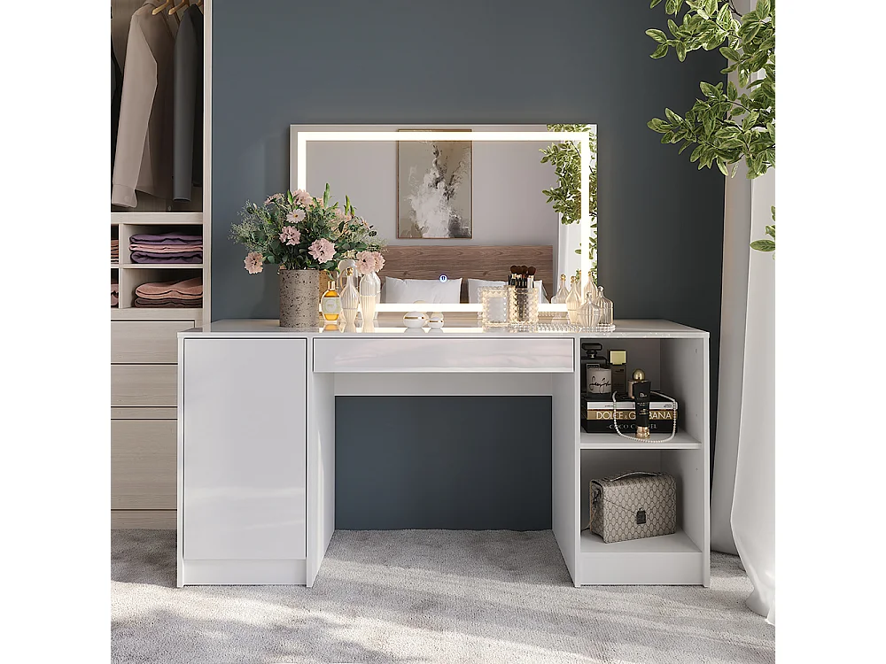 Coiffeuse blanc/blanc brillant 158.2x50.1x76 sherry