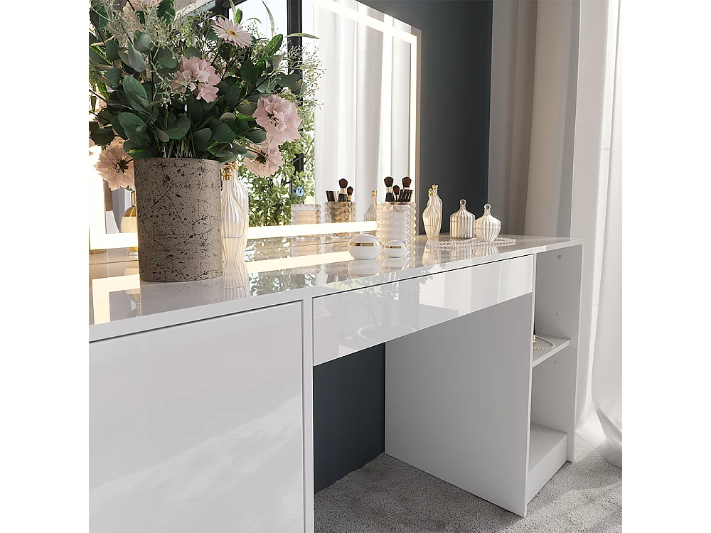 Coiffeuse blanc/blanc brillant 158.2x50.1x76 sherry