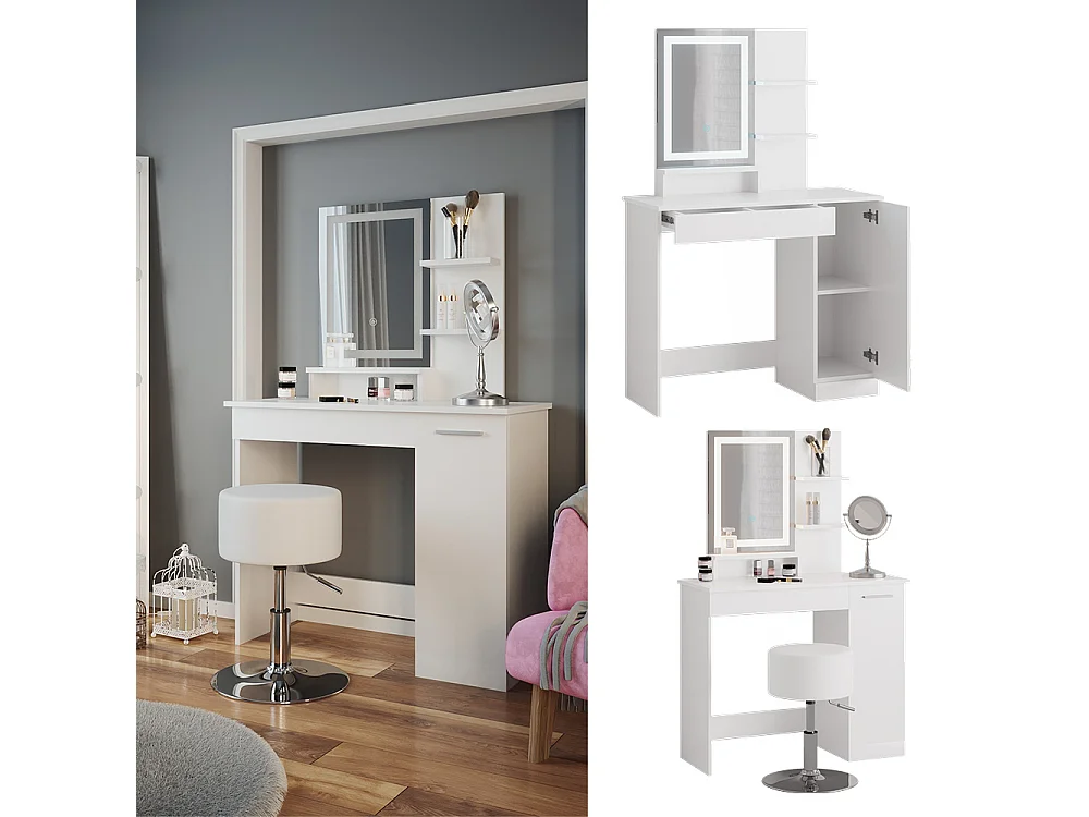 Coiffeuse blanc 90x38x137.5 julia