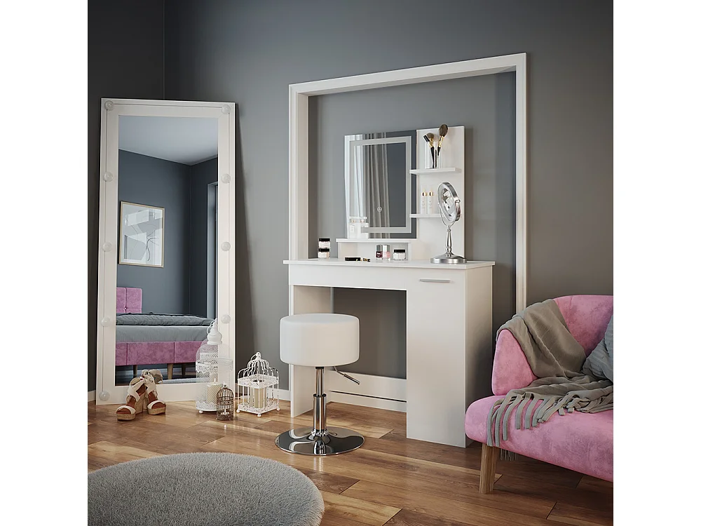 Coiffeuse blanc 90x38x137.5 julia