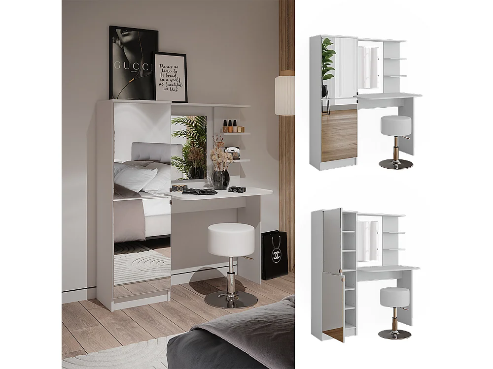 coiffeuse blanc 123x33x141.2 jasmin