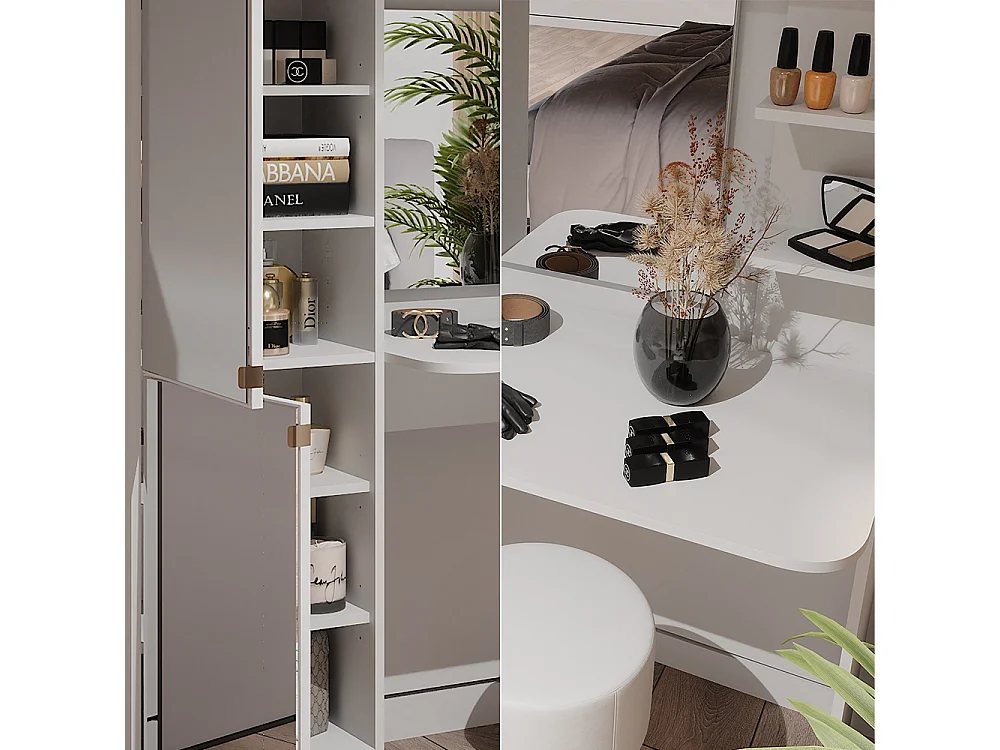 coiffeuse blanc 123x33x141.2 jasmin