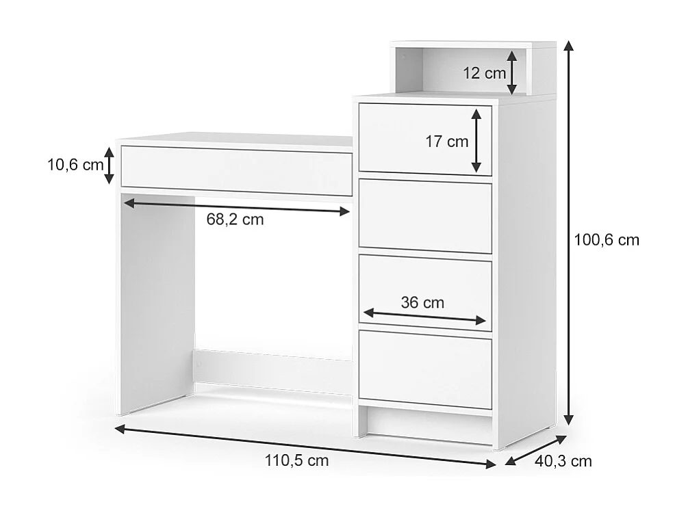 Coiffeuse blanc 110.5x40.3x100.6 naara