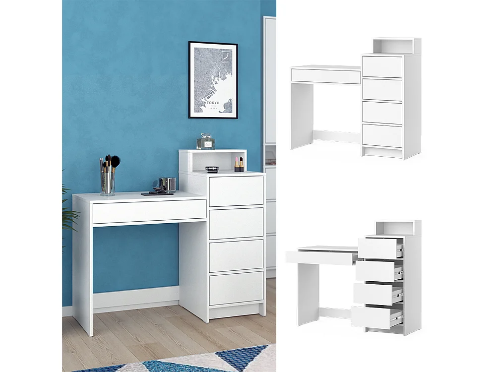 Coiffeuse blanc 110.5x40.3x100.6 naara